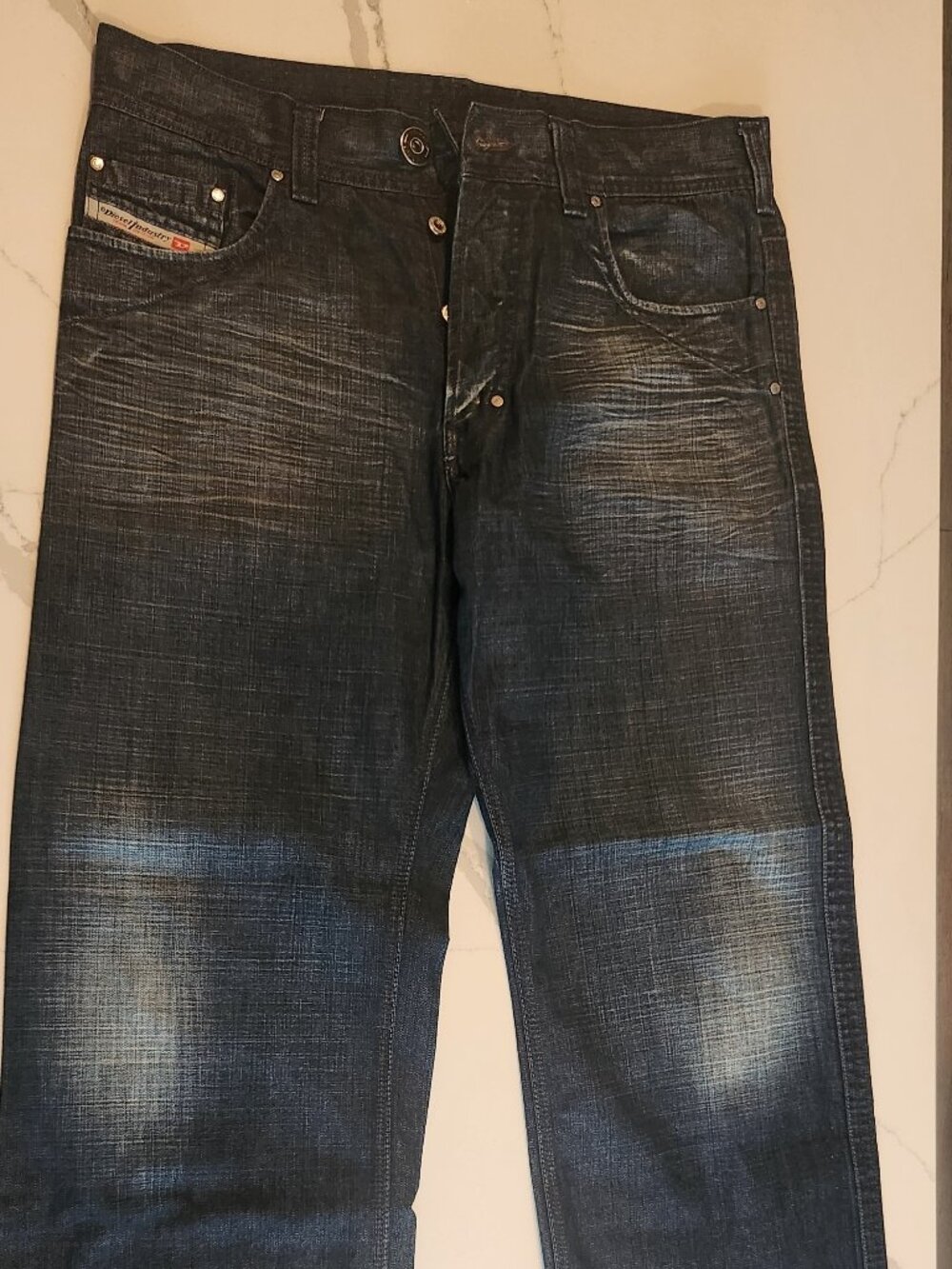 Diesel Industry Men's Vintage Distressed Straight Leg Jeans Size 32